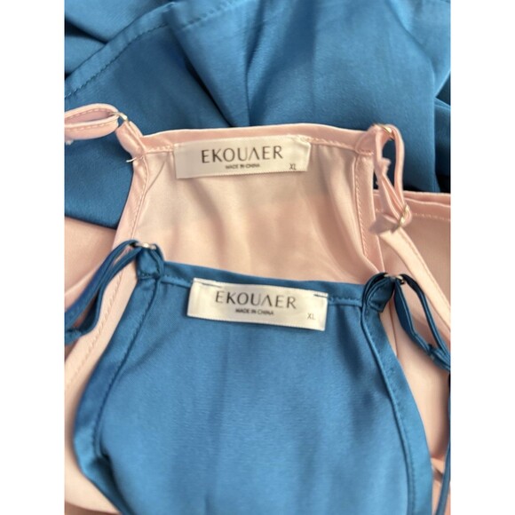 Ekouaer Polyester Satin Camisole Racerback Tank Top Lot - Pink And Teal Size XL - Picture 10 of 10